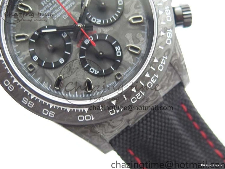 1218 WrinkleFree Daytona DIW Carbon OMF Best Edition Carbon Black Dial Red Hand on Black Nylon Strap A 2846